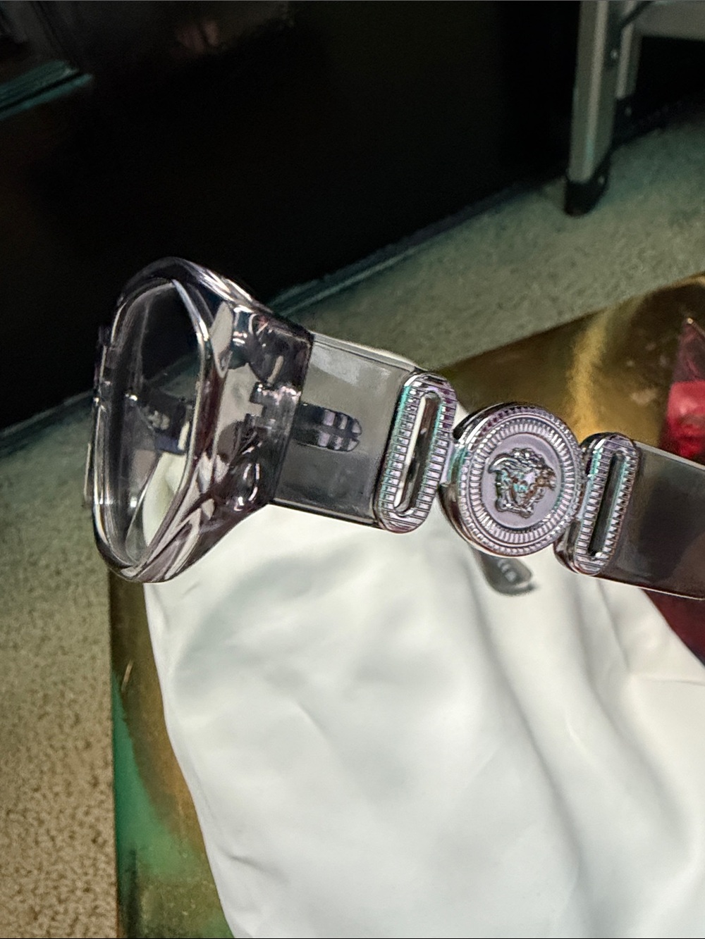 Versace Grey Transparent Eyeglasses